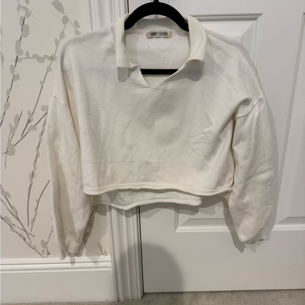 Cream Cropped Sweatshirt